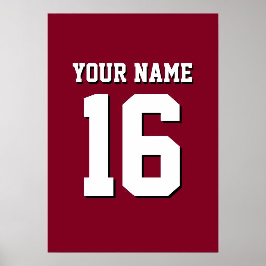 Burgundy Sporty Team Jersey Poster (Voorkant)