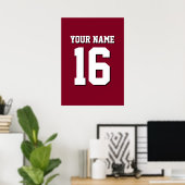 Burgundy Sporty Team Jersey Poster (Thuiskantoor)