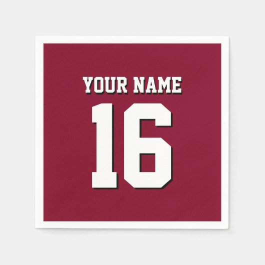 Burgundy Sporty Team Jersey Servetten (Voorkant)