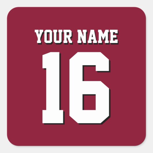 Burgundy Sporty Team Jersey Vierkante Sticker (Voorkant)