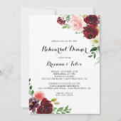 Burgundy Spring Calligraphy Rehearsal Dinner Kaart (Voorkant)
