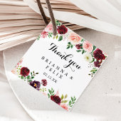 Burgundy Spring Floral Modern Calligraphy Wedding Bedankjes Labels