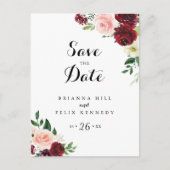 Burgundy Spring Floral Save the Date Briefkaart (Voorkant)