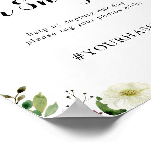 Burgundy Spring Floral Wedding Oh onverwacht Sign Poster (Hoek)