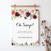 Burgundy Spring Floral Wedding Oh onverwacht Sign Poster
