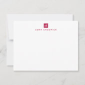 Burgundy Square Bold Two Monogram Professional Notitiekaartje (Voorkant)