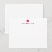Burgundy Square Bold Two Monogram Professional Notitiekaartje (Voorkant / Achterkant)