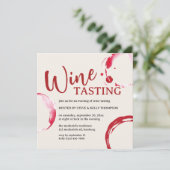 Burgundy Stain Wine Tasting Invitation Kaart (Staand voorkant)