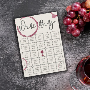 Burgundy Stains Wine Bingo Card Kaart