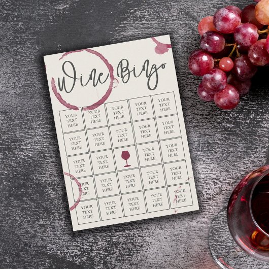 Burgundy Stains Wine Bingo Card Kaart