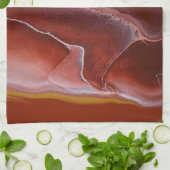 Burgundy Steen Marmer Rood Abstract Vloeiend Keuke Theedoek (Gevouwen)