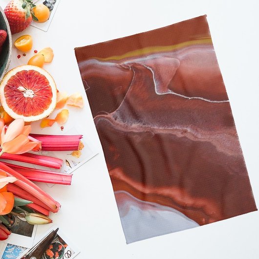 Burgundy Steen Marmer Rood Abstract Vloeiend Keuke Theedoek