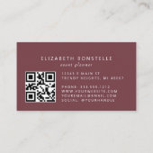 Burgundy Stof Roze Waterverf Bloemencode QR-code Visitekaartje (Achterkant)