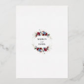 Burgundy Stofblauw Bloemengeometrisch Folie Uitnodiging (Achterkant)