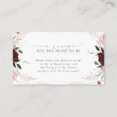 Burgundy Stofrose Bloemachtige Bruiloft Recept Ver Informatiekaartje (Voorkant)