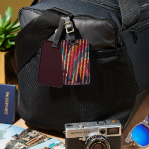 Burgundy Streep Fantasie Bagage Label – Aanpasbaar