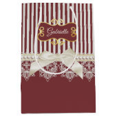 Burgundy Streep Kant Naam Medium Cadeauzakje (Voorkant)