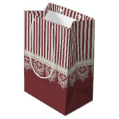 Burgundy Streep Kant Naam Medium Cadeauzakje (Achterkant Gekanteld)