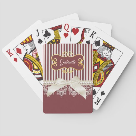 Burgundy Streep Kant Naam Pokerkaarten (Achterkant)