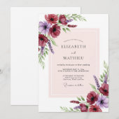 Burgundy Striking Spring Wedding Kaart (Voorkant / Achterkant)