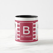 Burgundy Striped Custom Photo Personalised Mok (Midden)