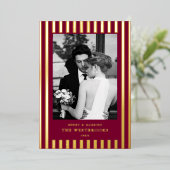 Burgundy Stripes  Folie Feestdagenkaart (Staand Voorkant)