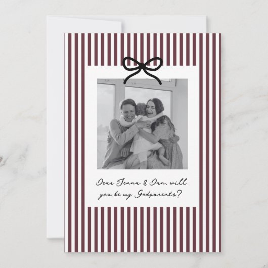 Burgundy Stripes Godparents Proposal Kaart (Voorkant)