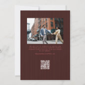 Burgundy stylish script two photo wedding save the date (Achterkant)