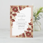 Burgundy Sumptuous Fall Wedding Kaart (Staand voorkant)