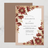 Burgundy Sumptuous Fall Wedding Kaart (Voorkant / Achterkant)
