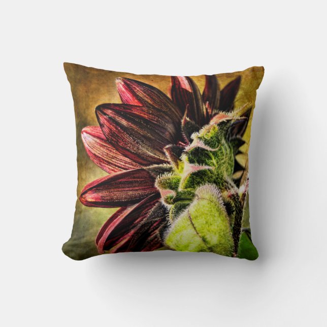 Burgundy Sunflower Accent Pillow Kussen (Voorkant)