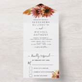 Burgundy Sunflower Country Weddenschap in One Invi All In One Uitnodiging (Binnen)