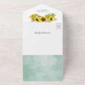 Burgundy Sunflower Eucalyptus Leaves Baby shower All In One Uitnodiging (Buitenkant)