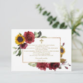 Burgundy Sunflower Gracias Con Oración Bautizo Bedankkaart (Staand voorkant)