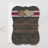 Burgundy Sunflower String Lights Lace Wood Wedding Kaart (Achterkant)