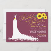 Burgundy Sunflower Wedding Gown Vrijgezellenfeest Kaart (Voorkant)