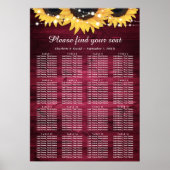 Burgundy Sunflower Wedding Table Plan 16 Poster (Voorkant)