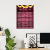 Burgundy Sunflower Wedding Table Plan 16 Poster (Thuiskantoor)