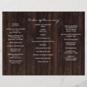 Burgundy Sunflower Wood Tri+Fold Wedding Program Flyer (Achterkant)