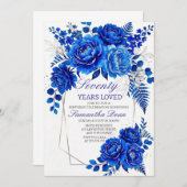 Burgundy Surprise Floral 70th Birthday Party Kaart (Voorkant / Achterkant)