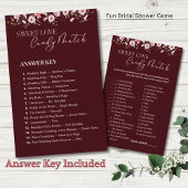 Burgundy Sweet Love Candy Match Answer Key