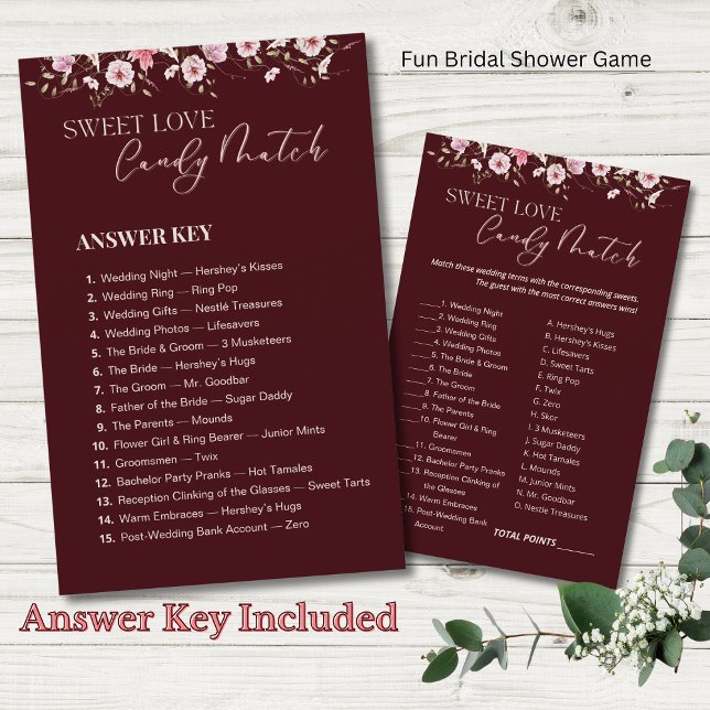 Burgundy Sweet Love Candy Match Answer Key (Creator heeft geüpload)