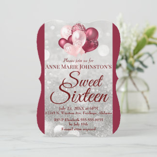 Burgundy Sweet Sixteen-ballon Kaart