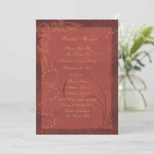 Burgundy Swirl Design Vrijgezellenfeest Invite Kaart (Staand voorkant)