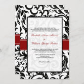 Burgundy Swirl Wedding Invitation Kaart (Voorkant / Achterkant)