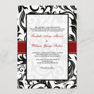 Burgundy Swirl Wedding Invitation Kaart