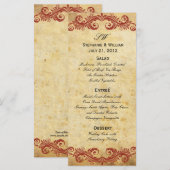  Burgundy Swirl Wedding Reception Menu (Voorkant / Achterkant)