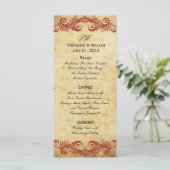  Burgundy Swirl Wedding Reception Menu (Staand voorkant)