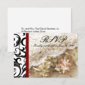 Burgundy Swirl Wedding RSVP Kaartje (Voorkant / Achterkant)