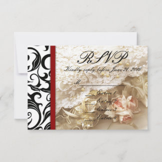 Burgundy Swirl Wedding RSVP Kaartje